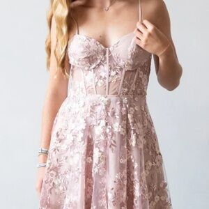 Cleo Strapless Pink Floral Dress